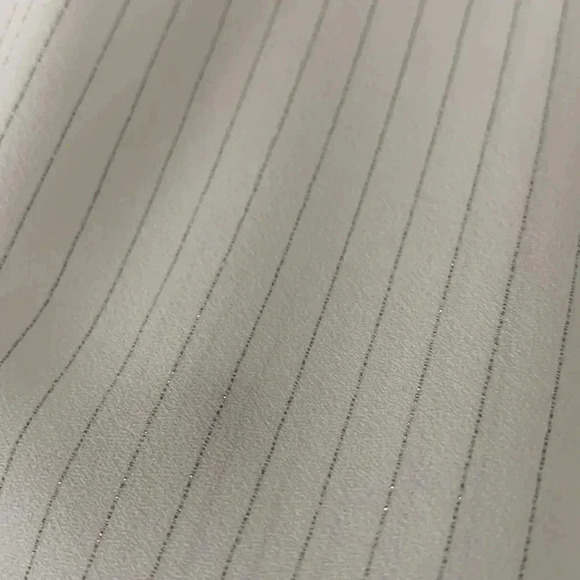 Loft Button Down Blouse- cream with silver metallic pinstripes size Small Petite - Picture 3 of 6